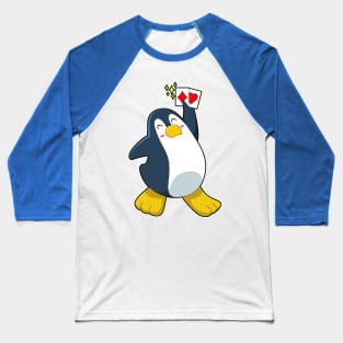 Penguin at Poker with Poker cards Baseball T-Shirt